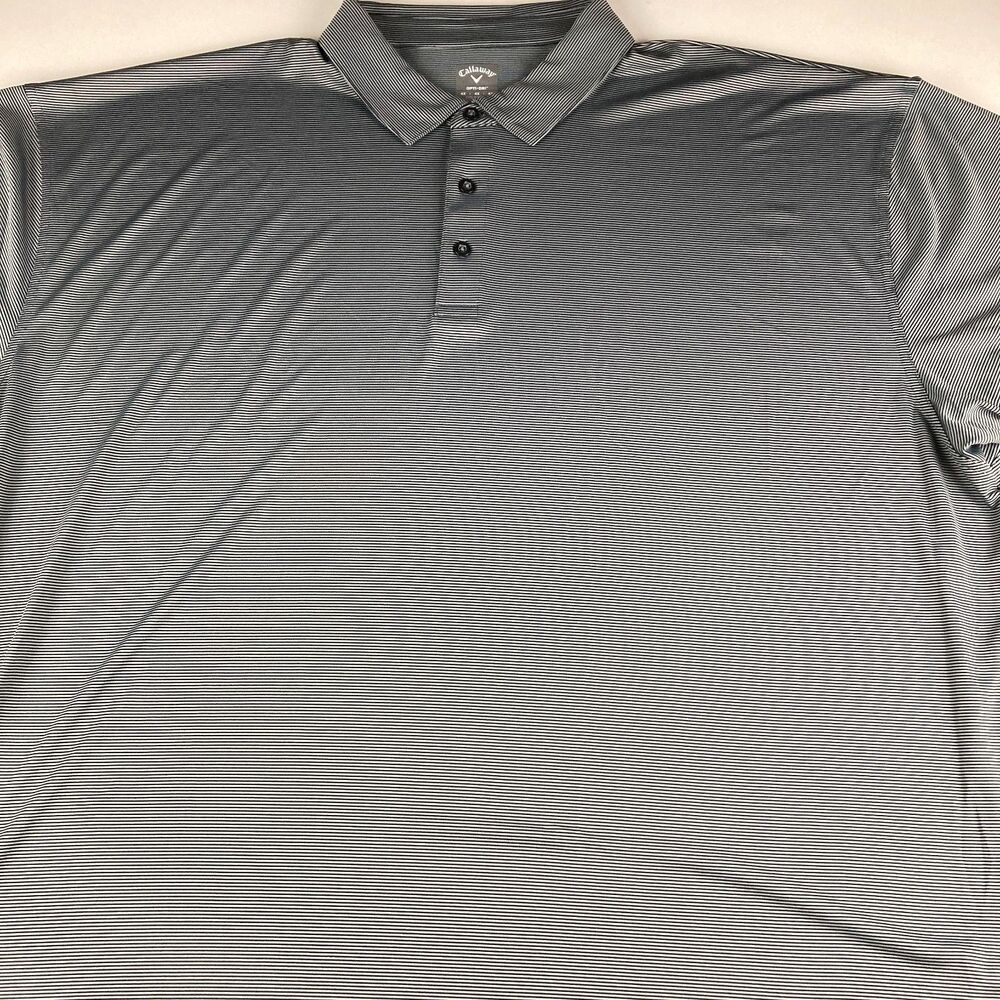 Callaway Opti-Dri Polo Shirt Mens 4XL Striped Gray Golf Performance Big Tall